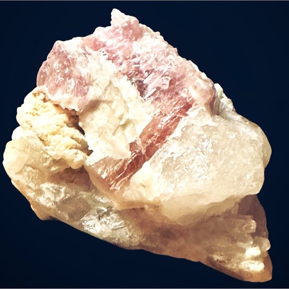 Pink Tourmaline Gem Lepidolite in Milky Quartz Feldspar Natural Crystal Matrix - Picture 11 of 16